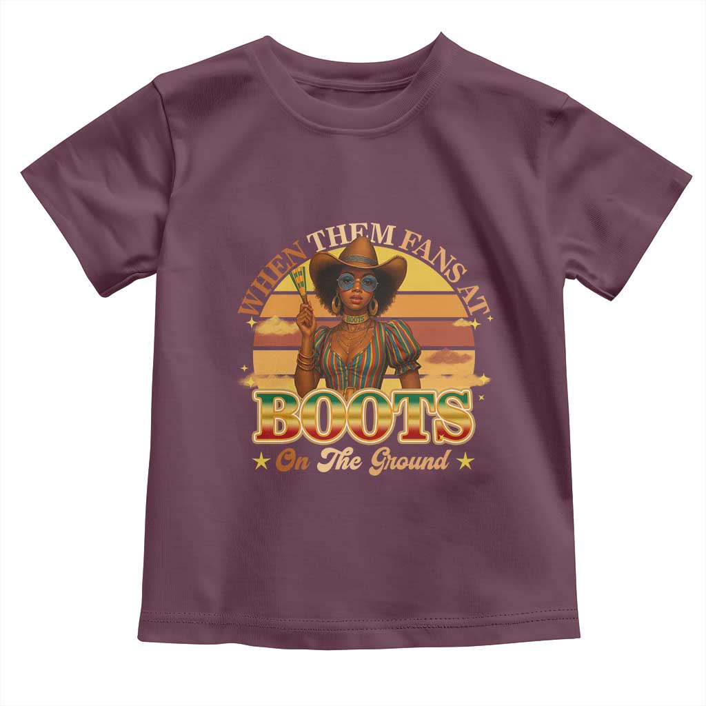 Black Cowgirl Rodeo Toddler T Shirt Where Them Fans At Boots On Da Ground TS14 Maroon Print Your Wear