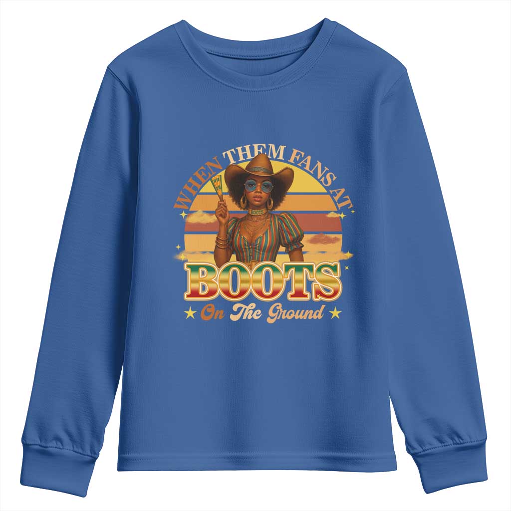 Black Cowgirl Rodeo Youth Sweatshirt Where Them Fans At Boots On Da Ground TS14 Royal Blue Print Your Wear