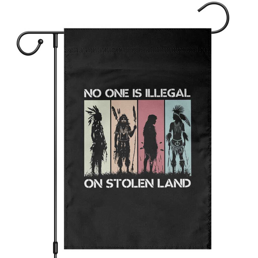 No One is Illegal on Stolen Land Garden Flag Native American Indigenous TS14 Black Print Your Wear