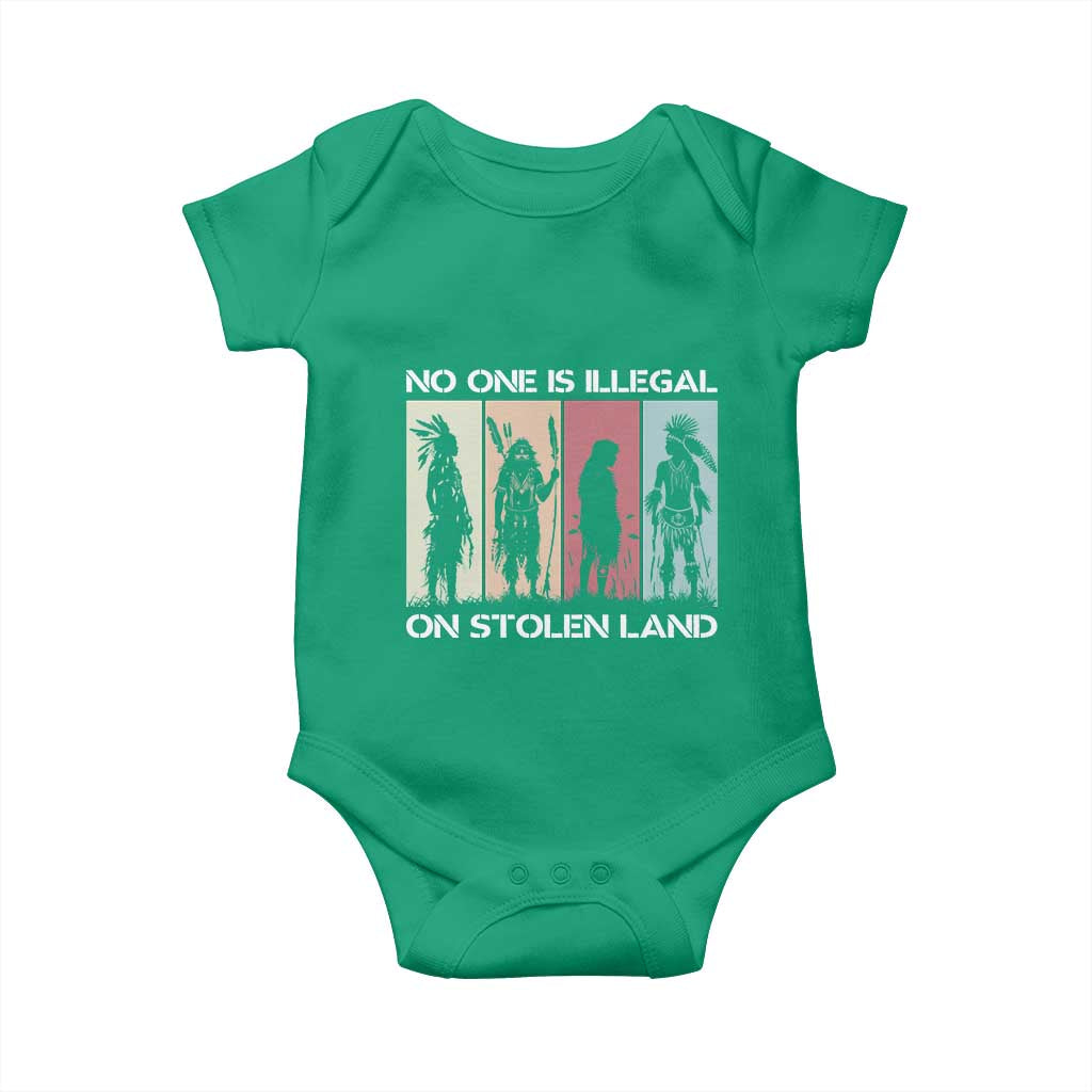 No One is Illegal on Stolen Land Baby Onesie Native American Indigenous TS14 Irish Green Print Your Wear