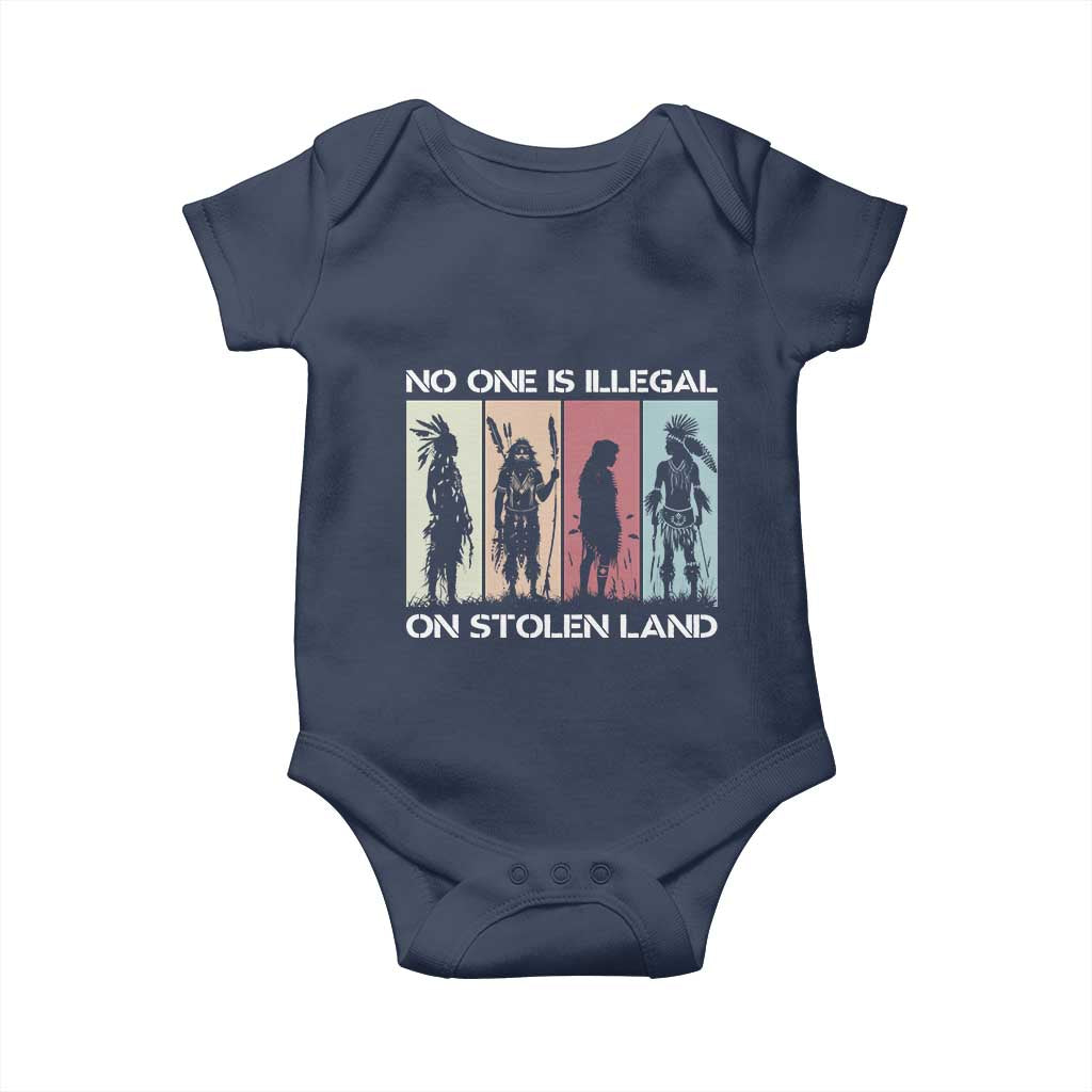 No One is Illegal on Stolen Land Baby Onesie Native American Indigenous TS14 Navy Print Your Wear