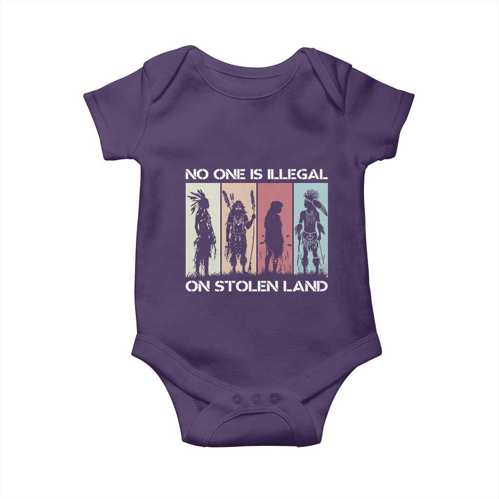 No One is Illegal on Stolen Land Baby Onesie Native American Indigenous TS14 Purple Print Your Wear