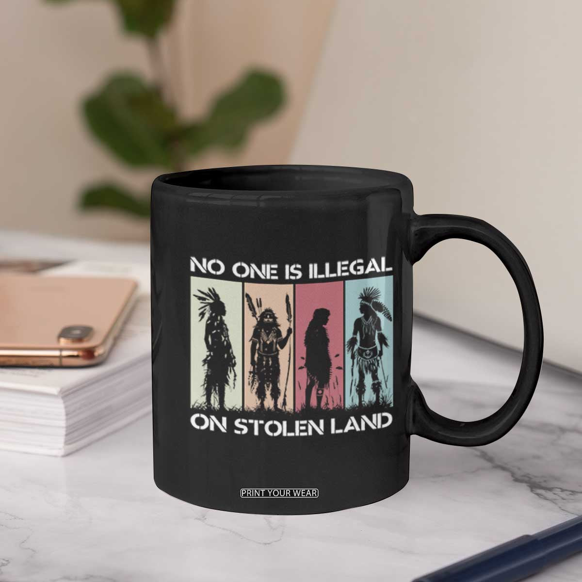 No One is Illegal on Stolen Land Coffee Mug Native American Indigenous TS14 Print Your Wear
