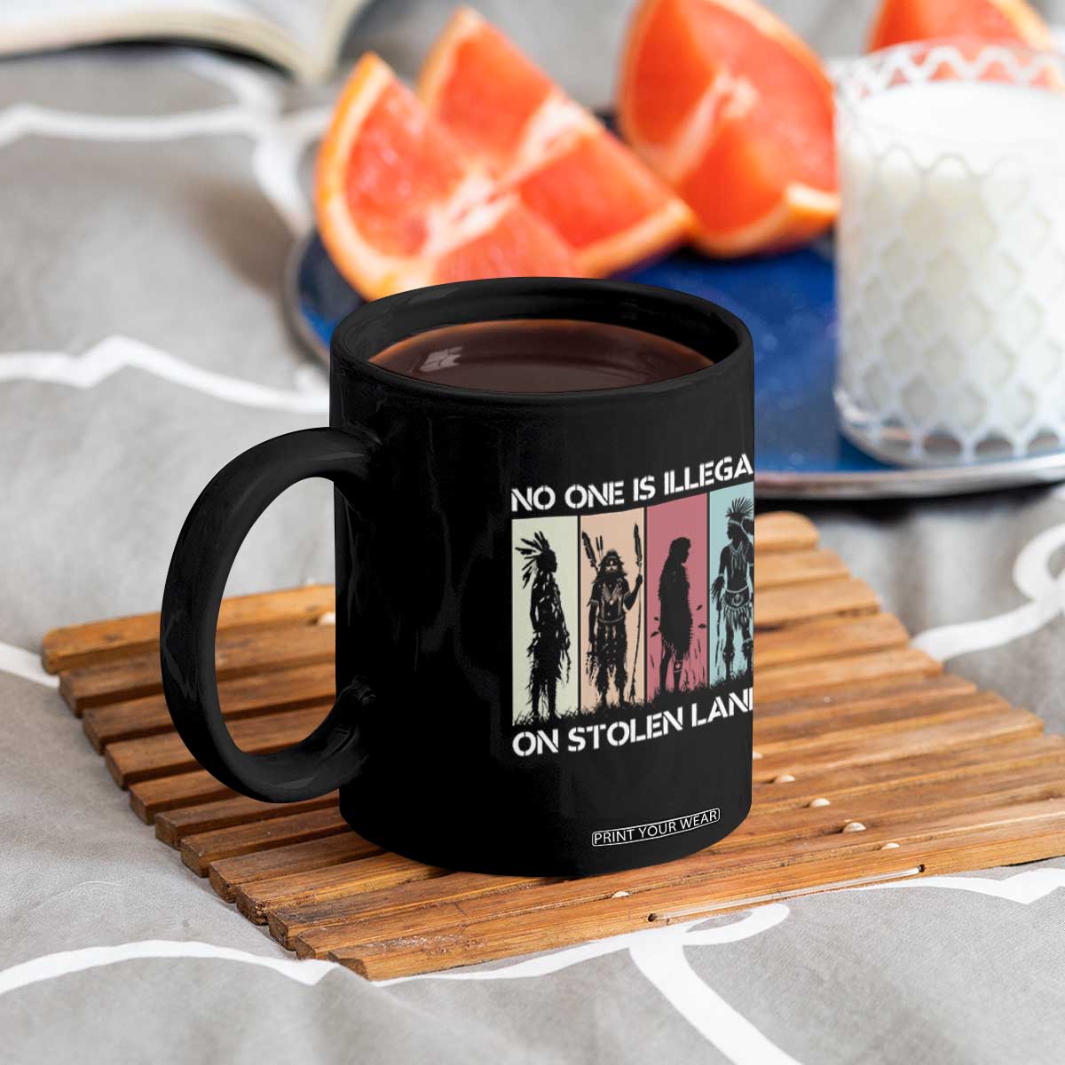 No One is Illegal on Stolen Land Coffee Mug Native American Indigenous TS14 Print Your Wear