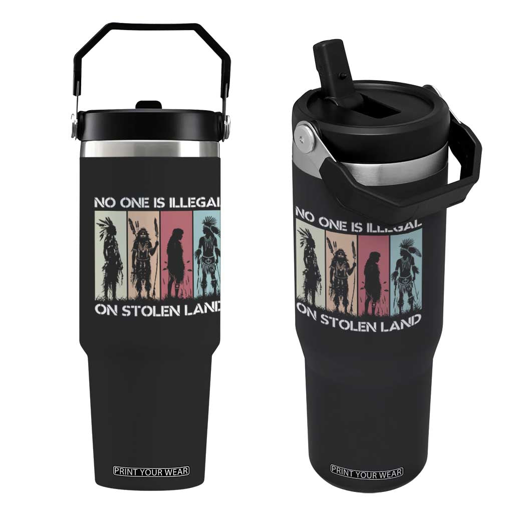 No One is Illegal on Stolen Land Flip Straw Tumbler Native American Indigenous TS14 One Size: 30 oz Black Print Your Wear
