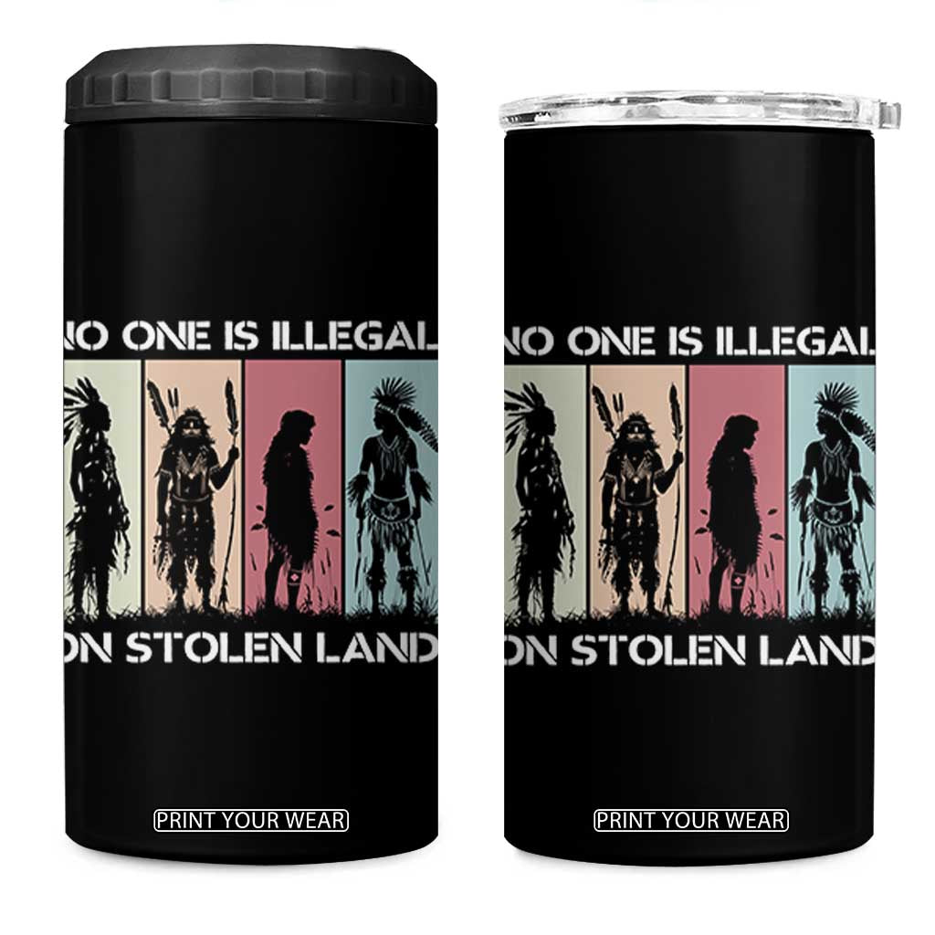 No One is Illegal on Stolen Land 4 in 1 Can Cooler Tumbler Native American Indigenous TS14 One Size: 16 oz Black Print Your Wear
