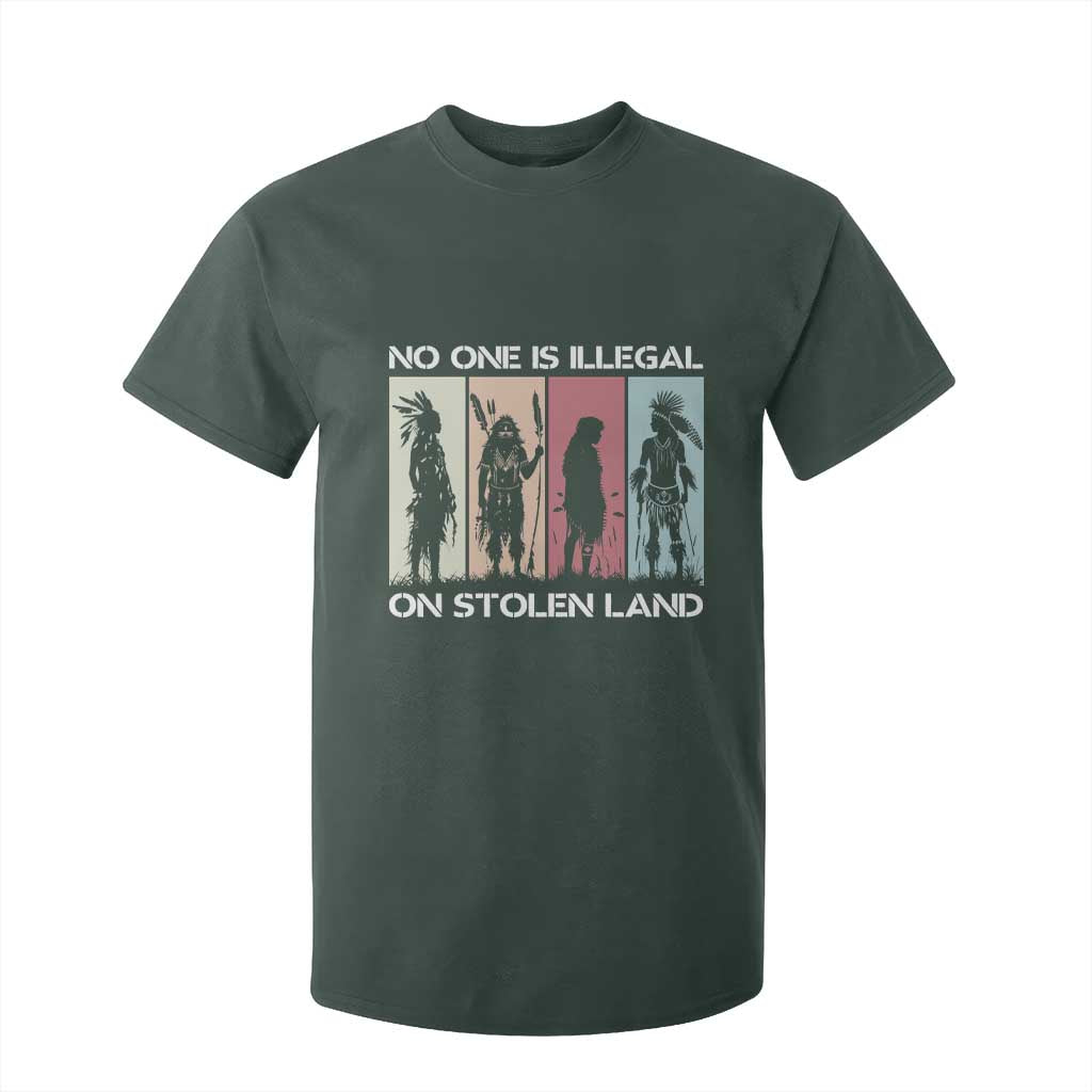 No One is Illegal on Stolen Land T Shirt For Kid Native American Indigenous TS14 Dark Forest Green Print Your Wear