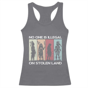 No One is Illegal on Stolen Land Racerback Tank Top Native American Indigenous TS14 Charcoal Print Your Wear