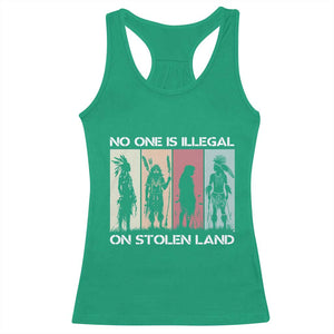 No One is Illegal on Stolen Land Racerback Tank Top Native American Indigenous TS14 Irish Green Print Your Wear