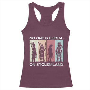 No One is Illegal on Stolen Land Racerback Tank Top Native American Indigenous TS14 Maroon Print Your Wear