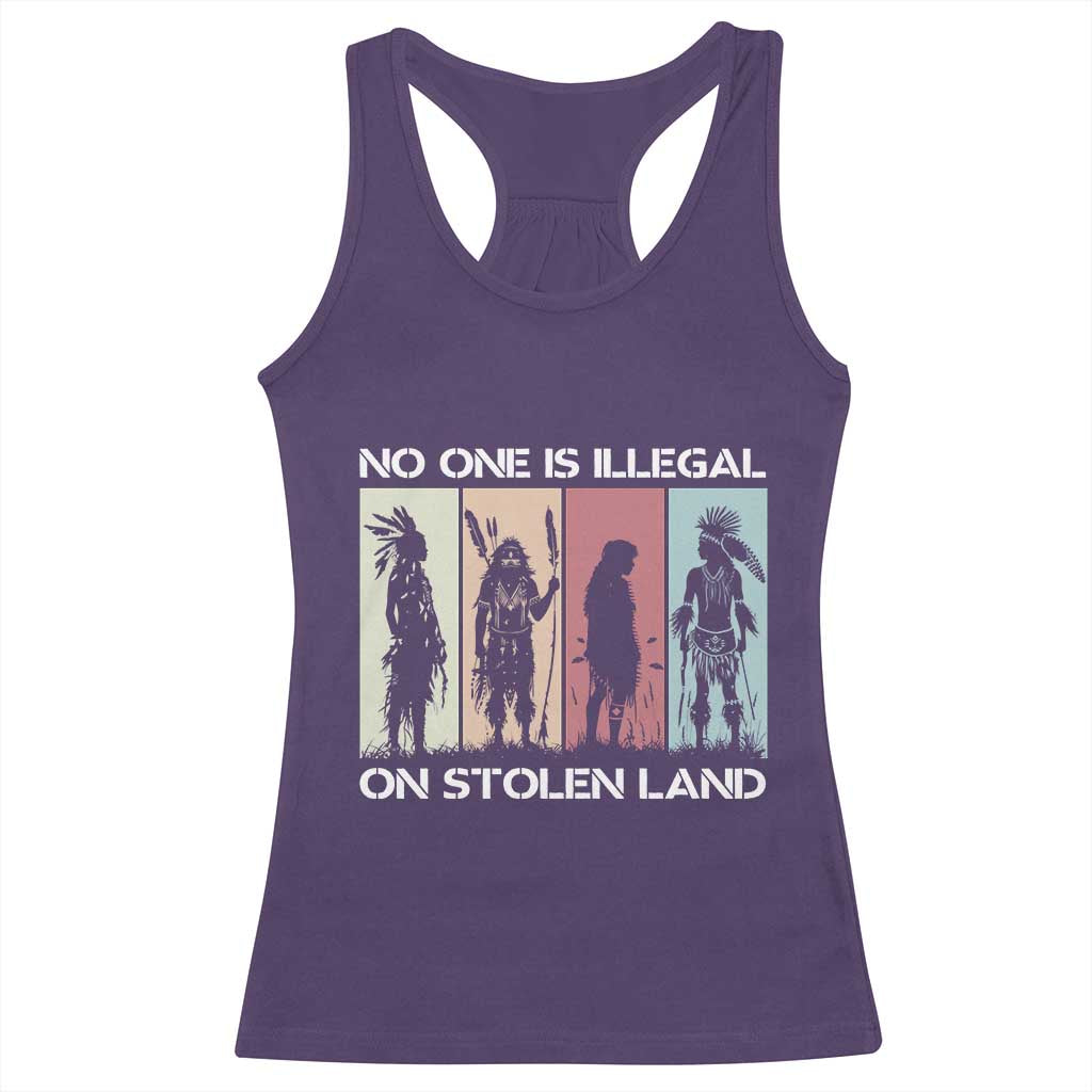 No One is Illegal on Stolen Land Racerback Tank Top Native American Indigenous TS14 Purple Print Your Wear