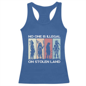 No One is Illegal on Stolen Land Racerback Tank Top Native American Indigenous TS14 Royal Blue Print Your Wear