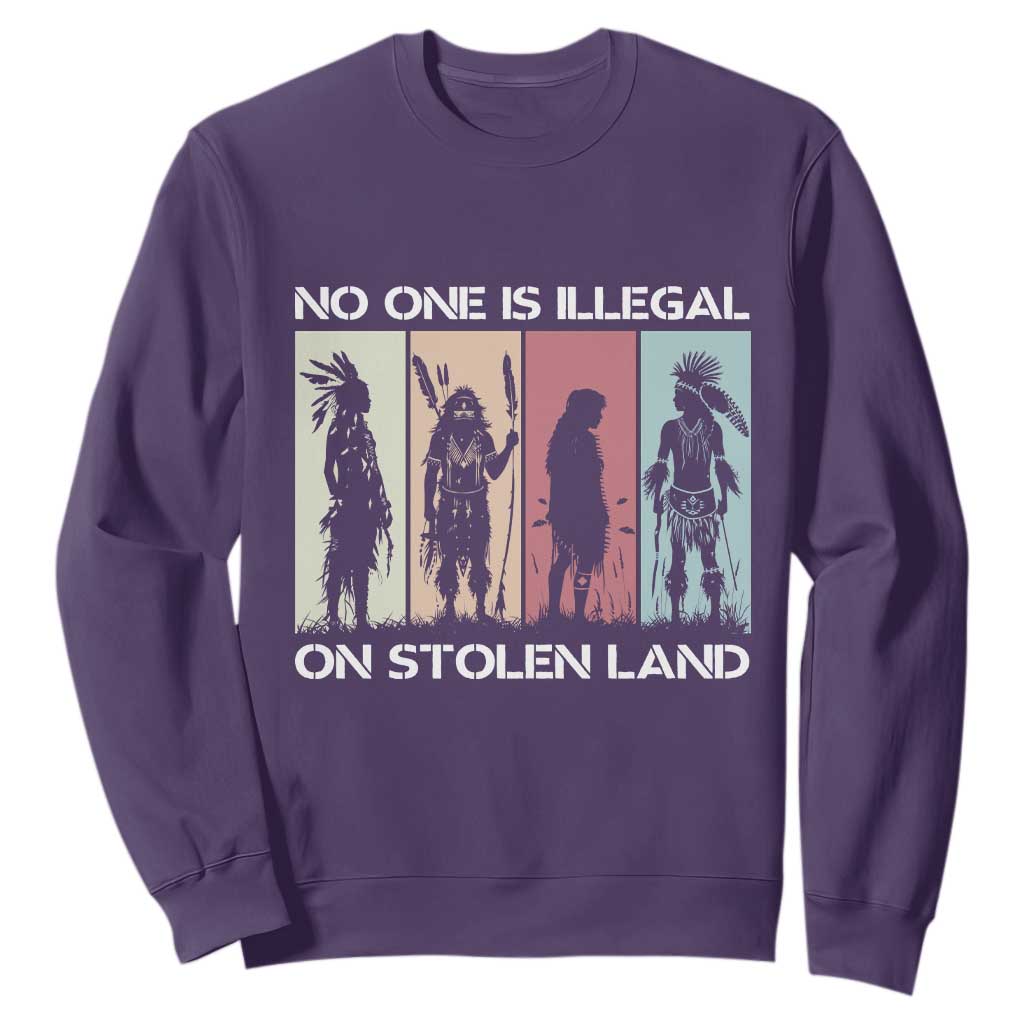 No One is Illegal on Stolen Land Sweatshirt Native American Indigenous TS14 Purple Print Your Wear