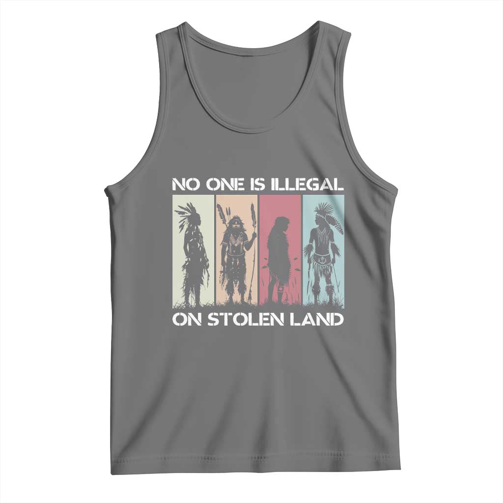 No One is Illegal on Stolen Land Tank Top Native American Indigenous TS14 Black Heather Print Your Wear