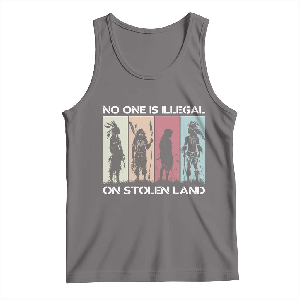 No One is Illegal on Stolen Land Tank Top Native American Indigenous TS14 Deep Heather Print Your Wear