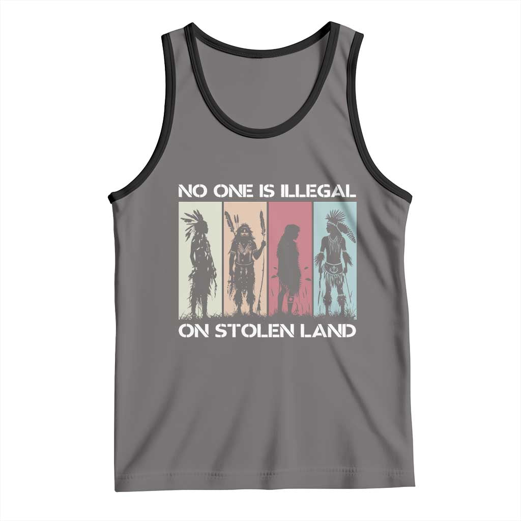 No One is Illegal on Stolen Land Tank Top Native American Indigenous TS14 Deep Heather Black Print Your Wear