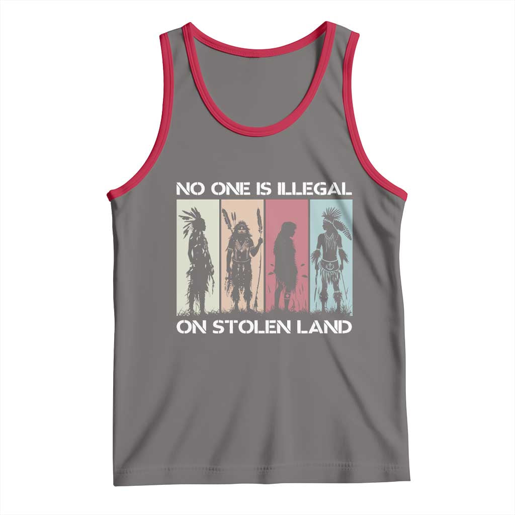 No One is Illegal on Stolen Land Tank Top Native American Indigenous TS14 Deep Heather Red Print Your Wear