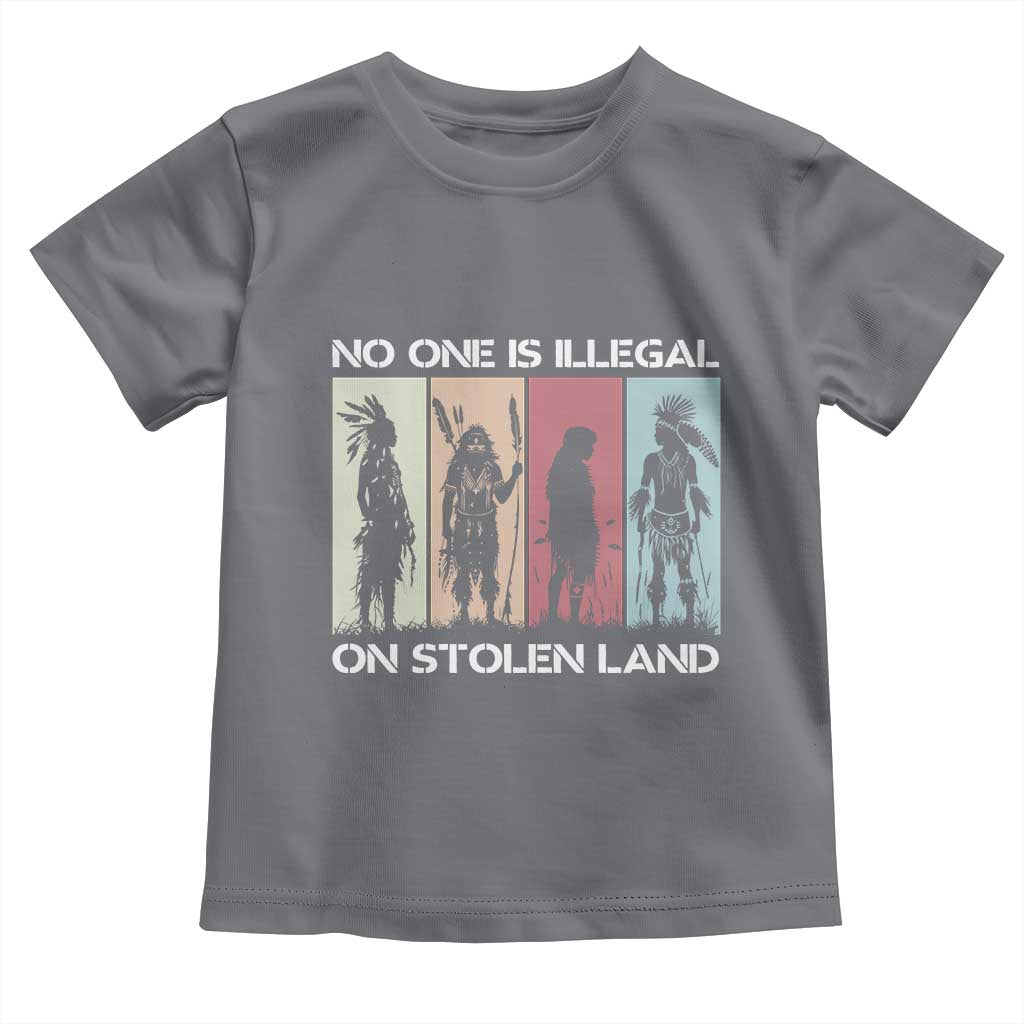 No One is Illegal on Stolen Land Toddler T Shirt Native American Indigenous TS14 Charcoal Print Your Wear