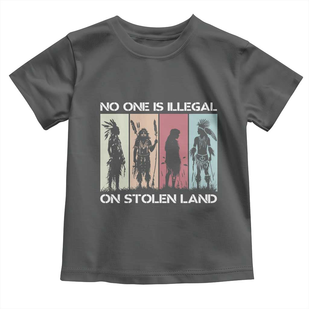 No One is Illegal on Stolen Land Toddler T Shirt Native American Indigenous TS14 Dark Heather Print Your Wear
