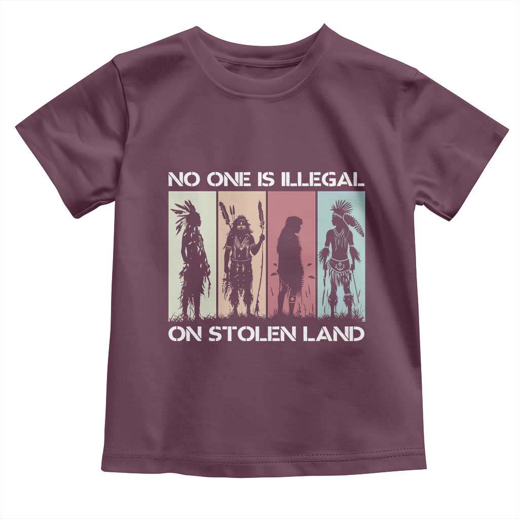 No One is Illegal on Stolen Land Toddler T Shirt Native American Indigenous TS14 Maroon Print Your Wear