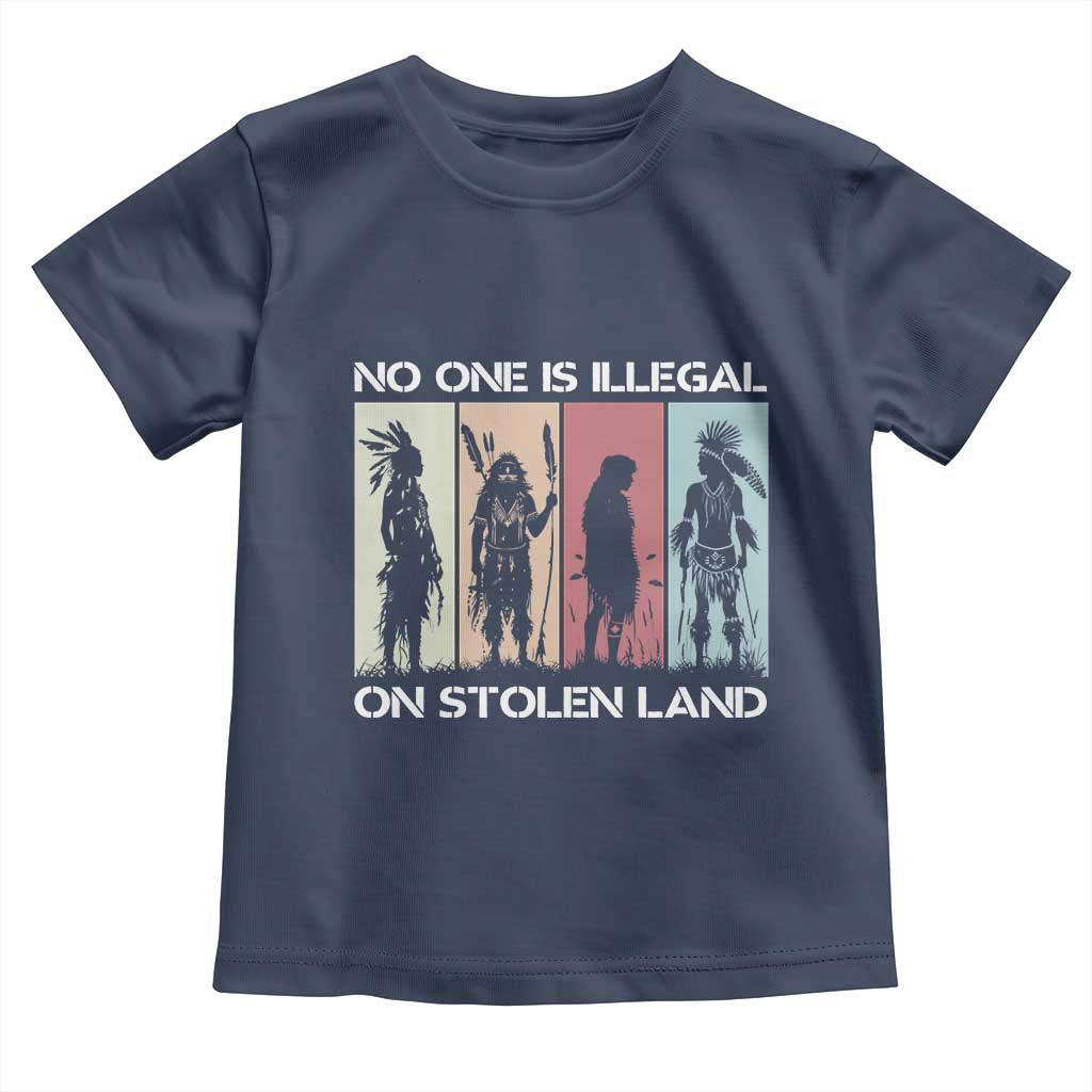 No One is Illegal on Stolen Land Toddler T Shirt Native American Indigenous TS14 Navy Print Your Wear