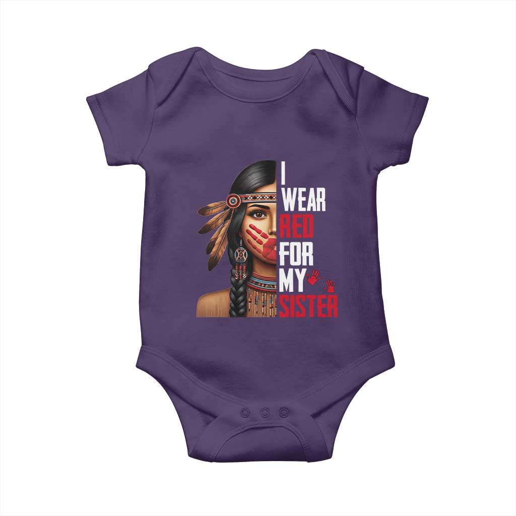 Native American Stop MMIW Baby Onesie I Wear Red For My Sister TS14 Purple Print Your Wear