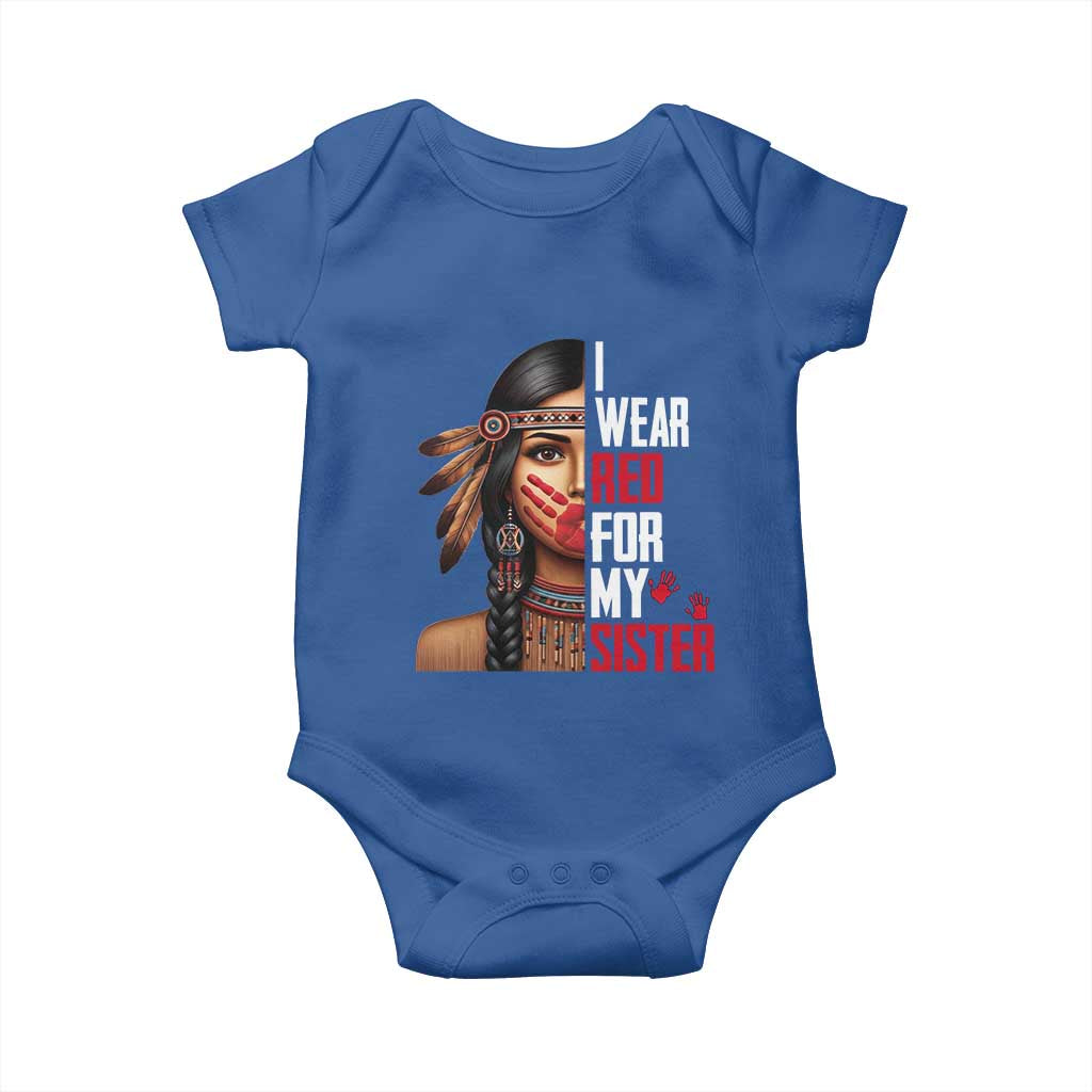 Native American Stop MMIW Baby Onesie I Wear Red For My Sister TS14 Royal Blue Print Your Wear