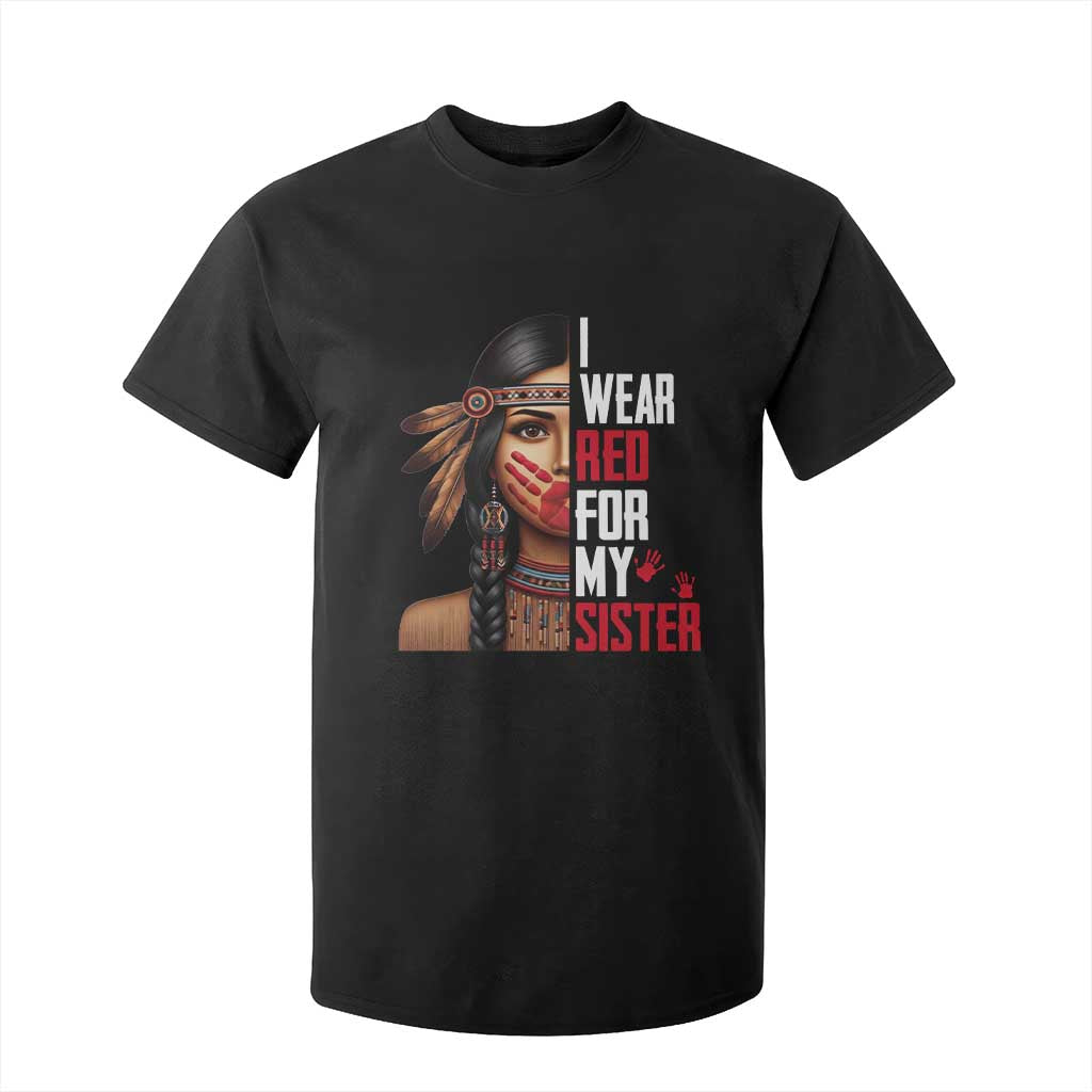 Native American Stop MMIW T Shirt For Kid I Wear Red For My Sister TS14 Black Print Your Wear