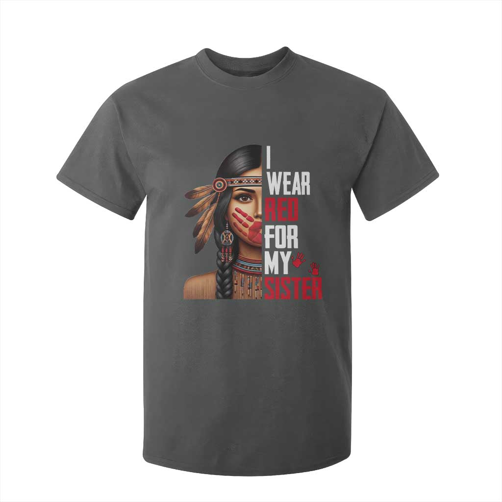 Native American Stop MMIW T Shirt For Kid I Wear Red For My Sister TS14 Dark Heather Print Your Wear