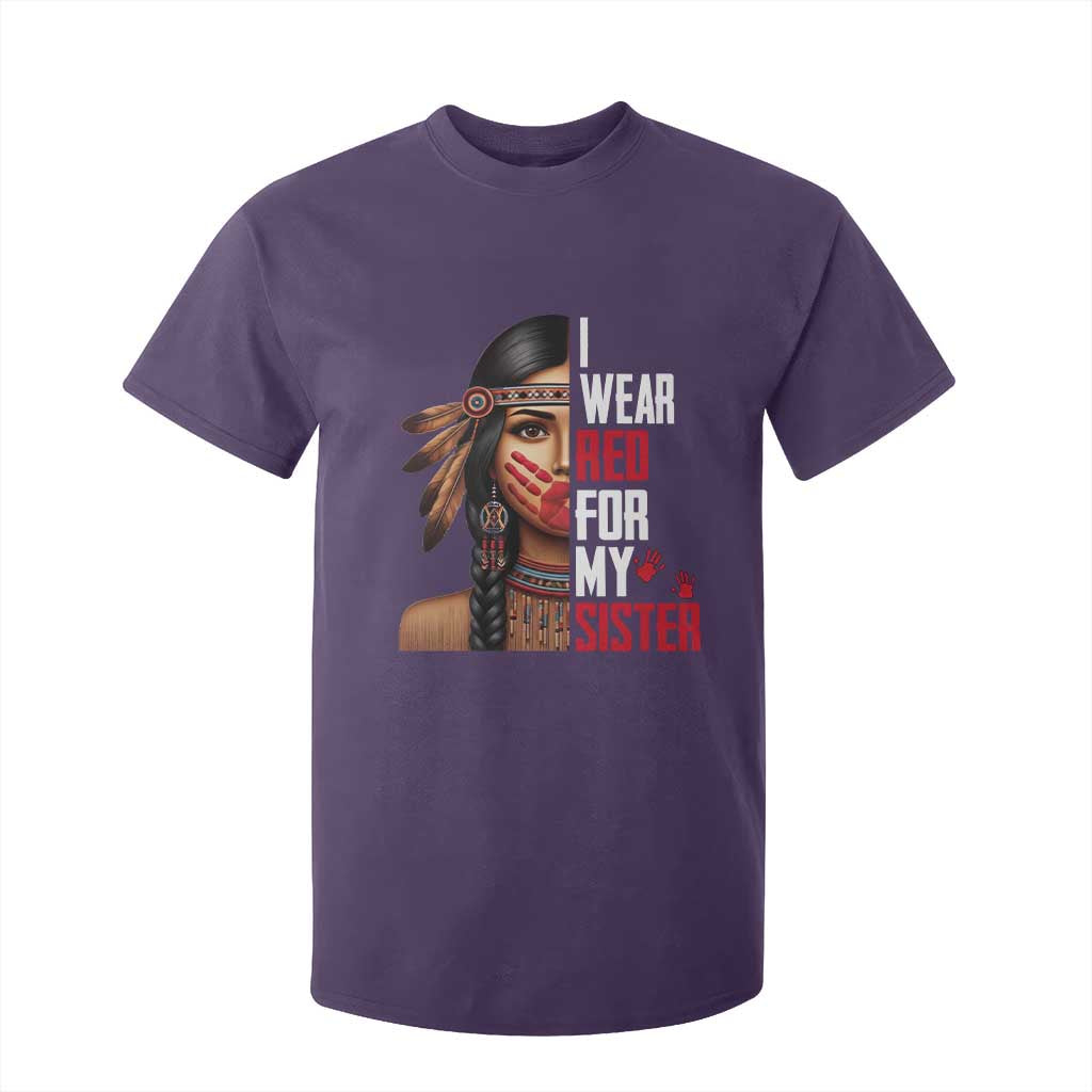 Native American Stop MMIW T Shirt For Kid I Wear Red For My Sister TS14 Purple Print Your Wear