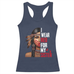 Native American Stop MMIW Racerback Tank Top I Wear Red For My Sister TS14 Navy Print Your Wear
