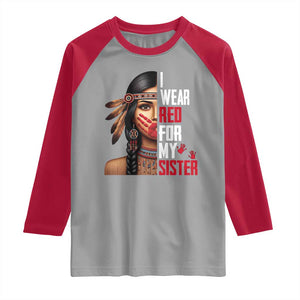 Native American Stop MMIW Raglan Shirt I Wear Red For My Sister TS14 Sport Gray Red Print Your Wear