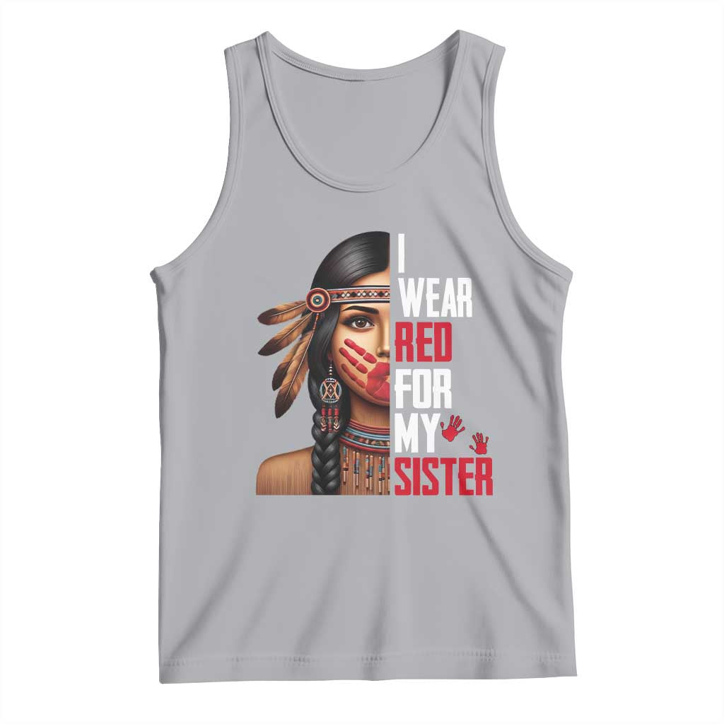 Native American Stop MMIW Tank Top I Wear Red For My Sister TS14 Athletic Heather Print Your Wear