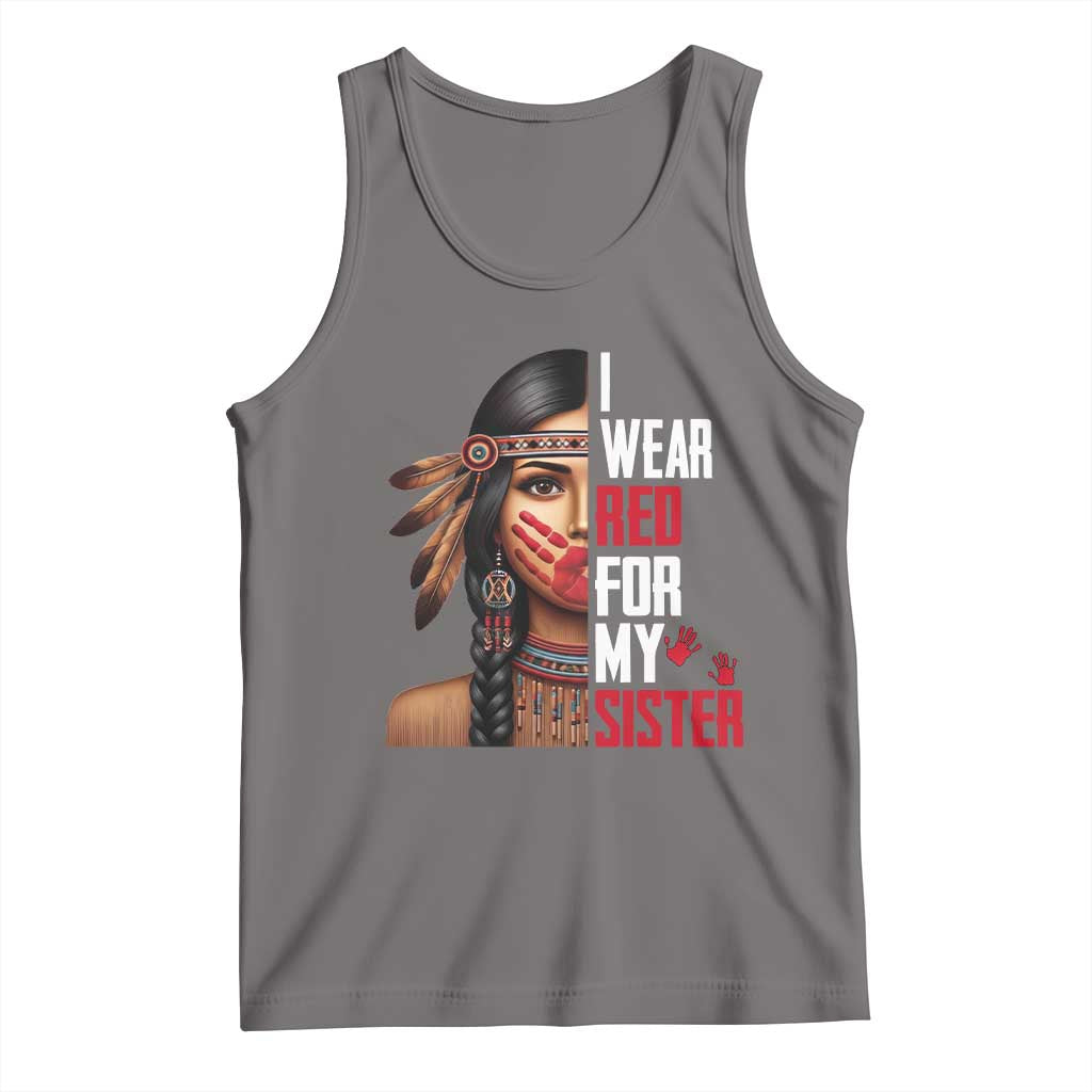 Native American Stop MMIW Tank Top I Wear Red For My Sister TS14 Deep Heather Print Your Wear
