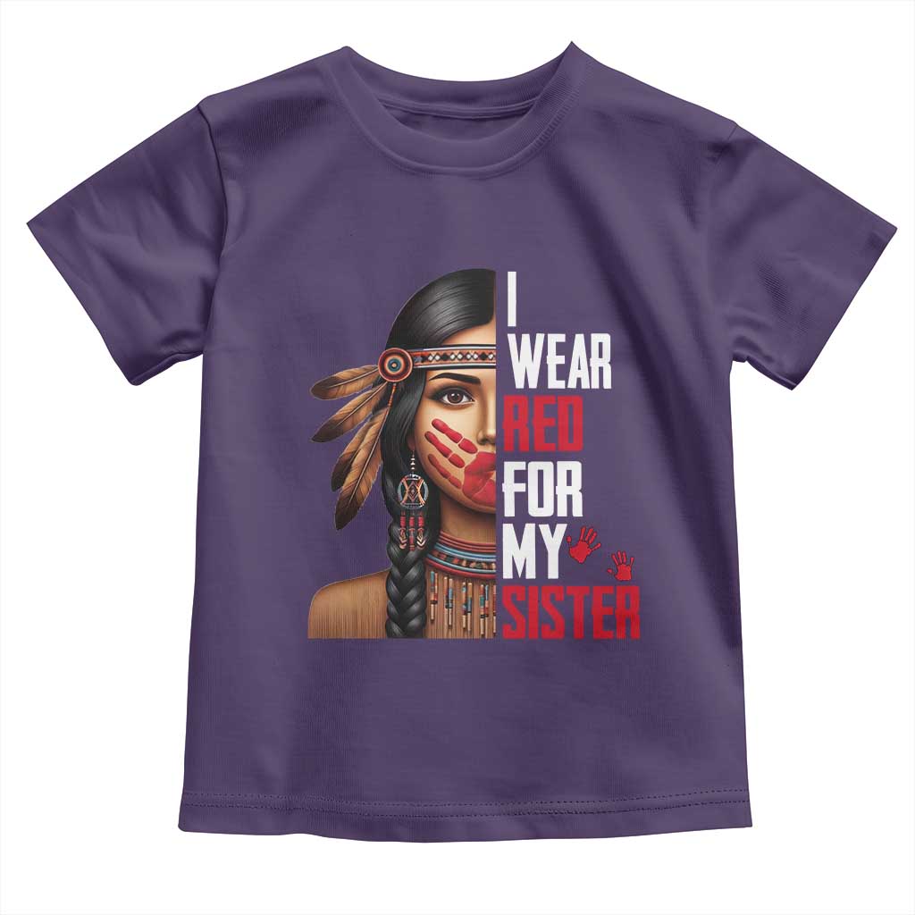Native American Stop MMIW Toddler T Shirt I Wear Red For My Sister TS14 Purple Print Your Wear