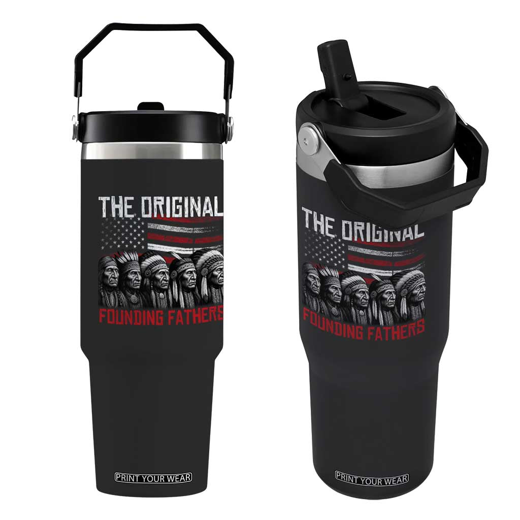 Native American Tribe Flip Straw Tumbler The Original Founding Fathers TS14 One Size: 30 oz Black Print Your Wear