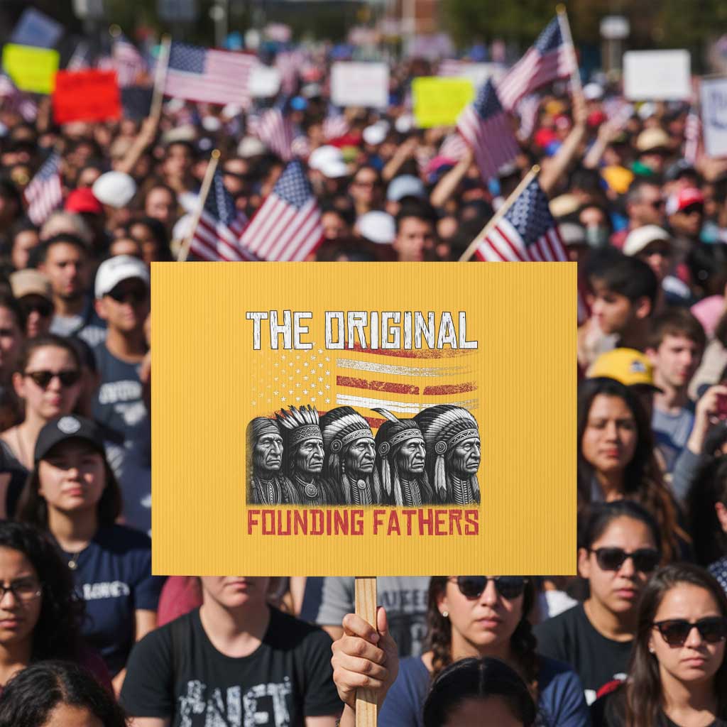 Native American Tribe Protest Sign The Original Founding Fathers TS14 Horizontal 18" × 24" Yellow Print Your Wear