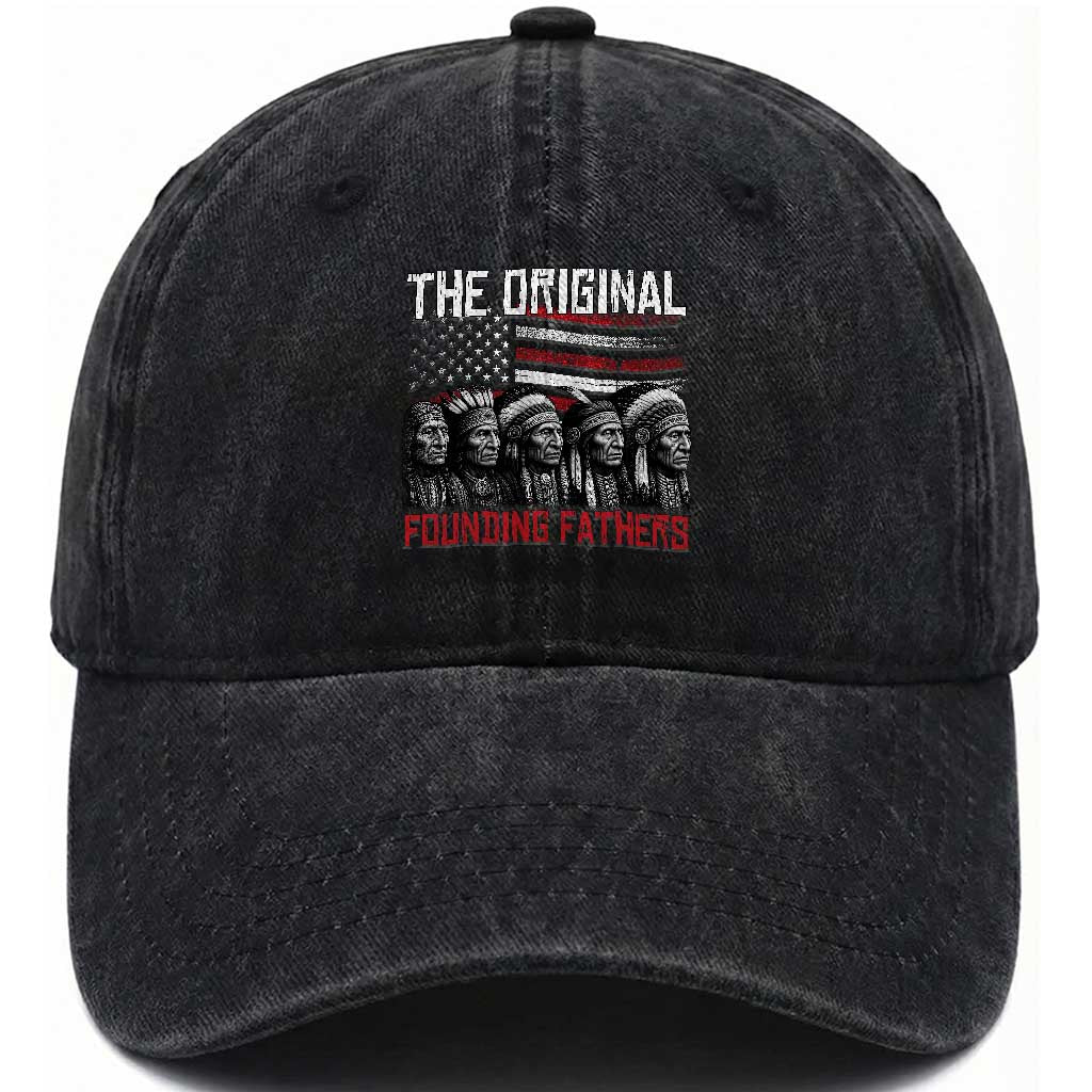 Native American Tribe Washed Cotton Baseball Cap The Original Founding Fathers TS14 Washed Cap Universal Fit Black Print Your Wear