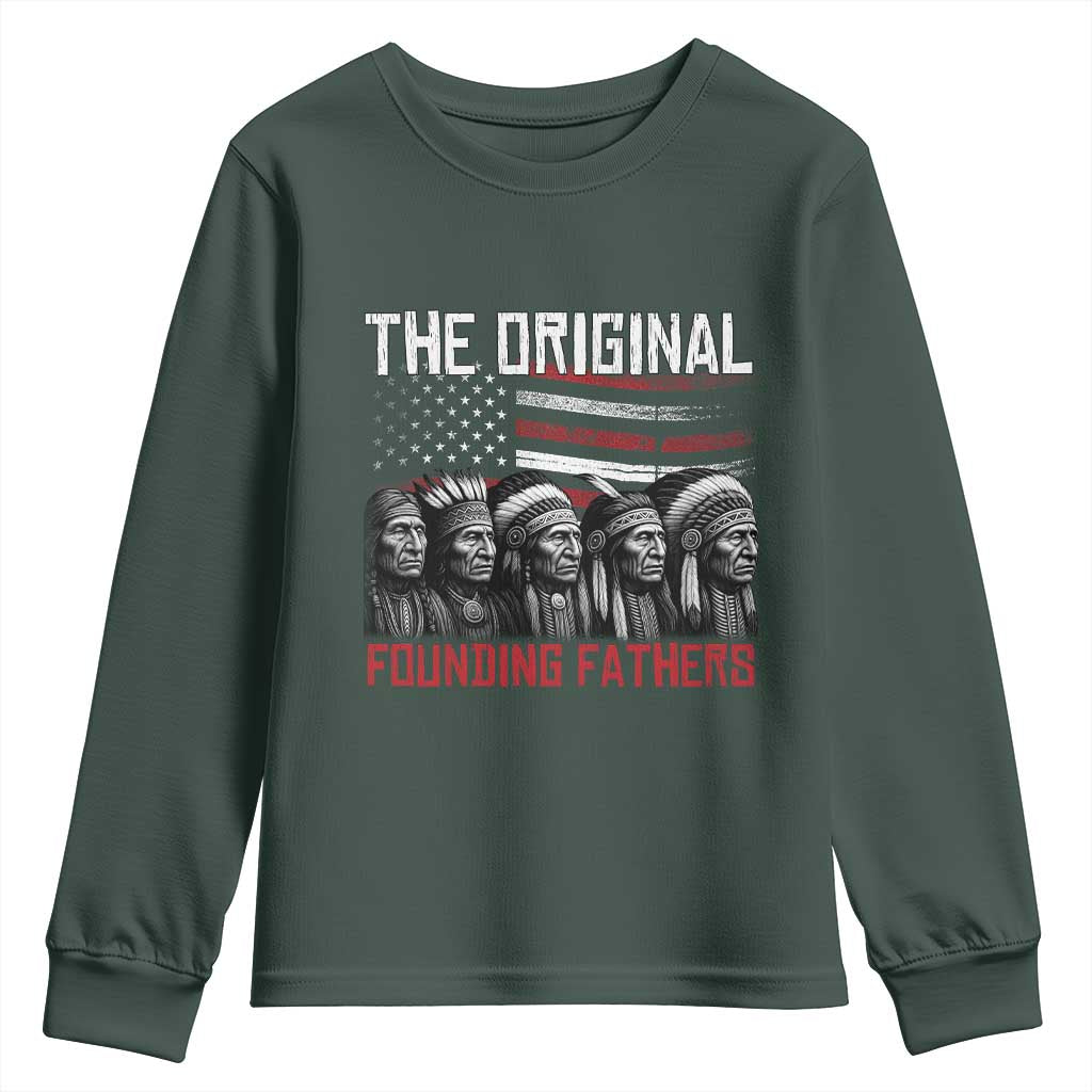 Native American Tribe Youth Sweatshirt The Original Founding Fathers TS14 Dark Forest Green Print Your Wear