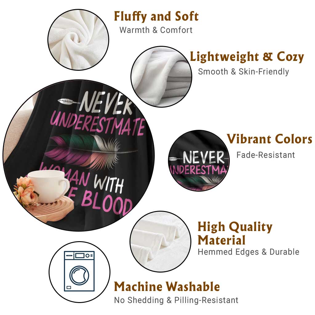 Native American Women Throw Blanket Never Underestimate A Woman With Native Blood TS14 Print Your Wear