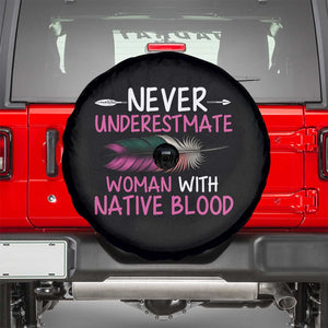 Native American Women Spare Tire Cover Never Underestimate A Woman With Native Blood TS14 Black Print Your Wear