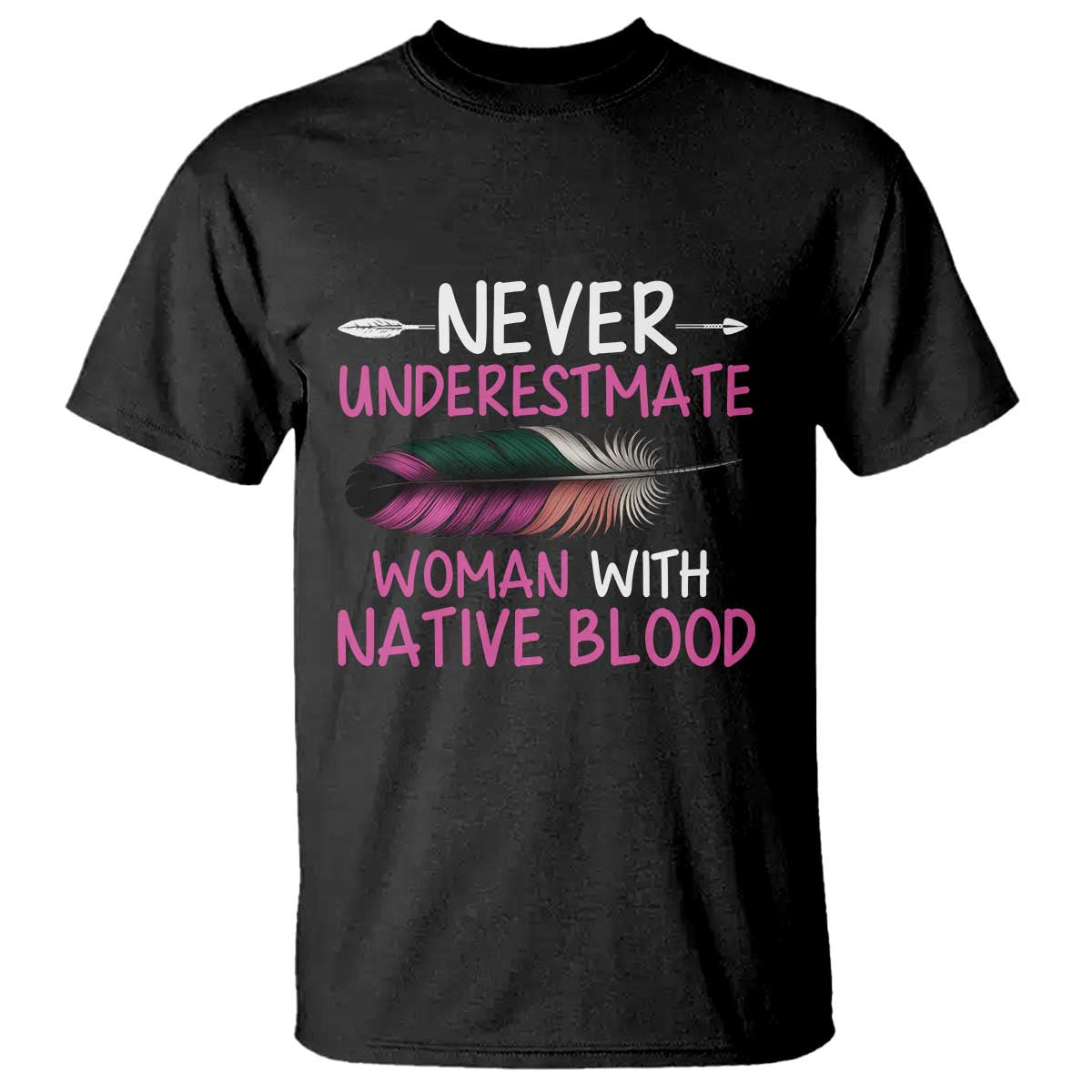 Native American Women T Shirt Never Underestimate A Woman With Native Blood TS14 Black Print Your Wear
