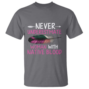 Native American Women T Shirt Never Underestimate A Woman With Native Blood TS14 Charcoal Print Your Wear