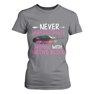 Native American Women T Shirt For Women Never Underestimate A Woman With Native Blood TS14 Charcoal Print Your Wear