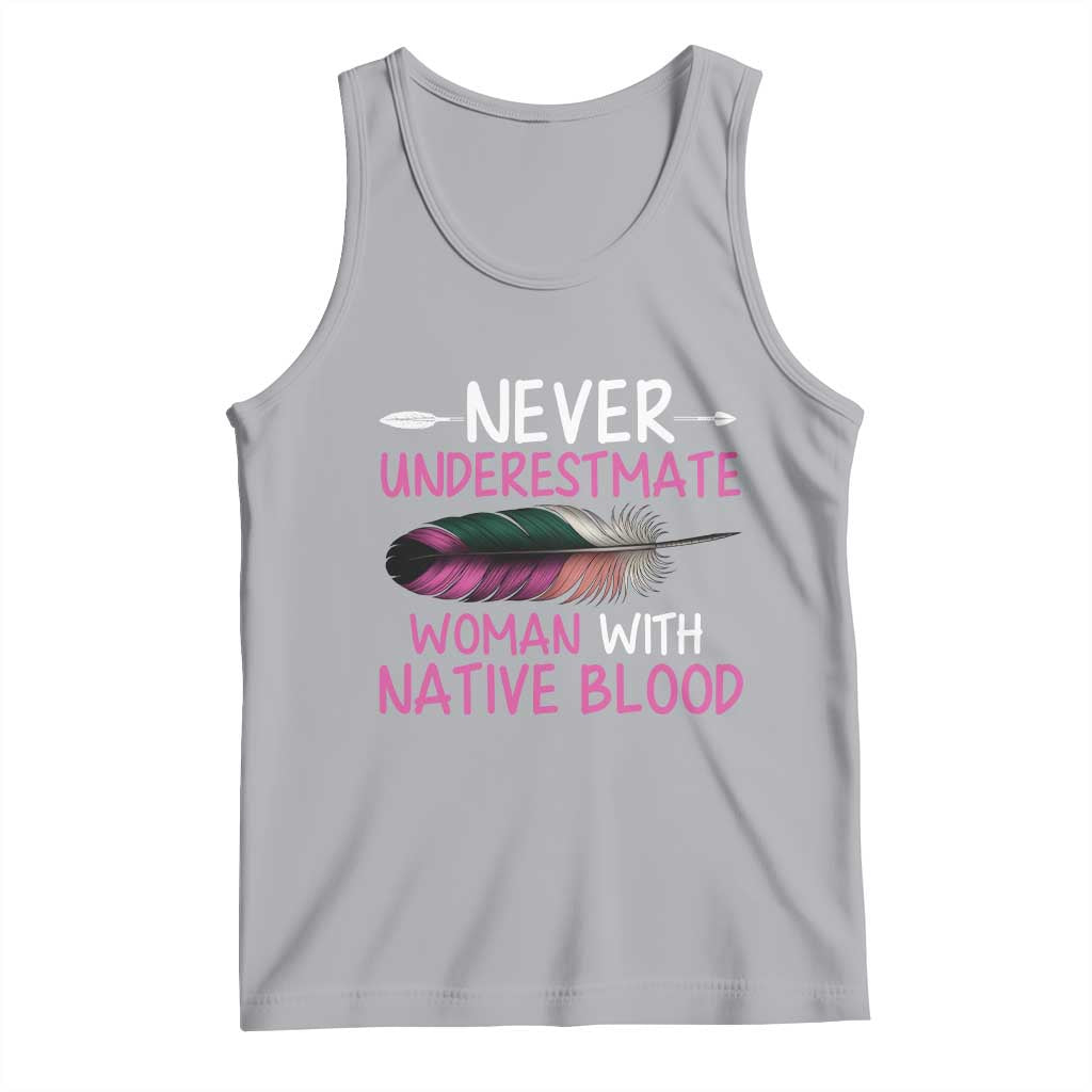 Native American Women Tank Top Never Underestimate A Woman With Native Blood TS14 Athletic Heather Print Your Wear