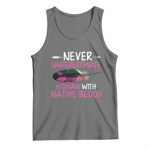 Native American Women Tank Top Never Underestimate A Woman With Native Blood TS14 Black Heather Print Your Wear