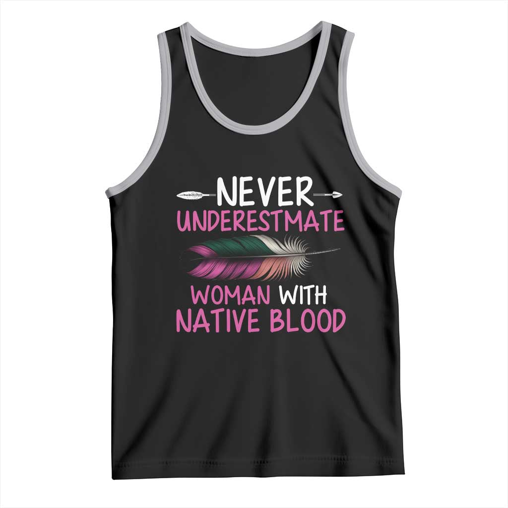 Native American Women Tank Top Never Underestimate A Woman With Native Blood TS14 Black Athletic Heather Print Your Wear