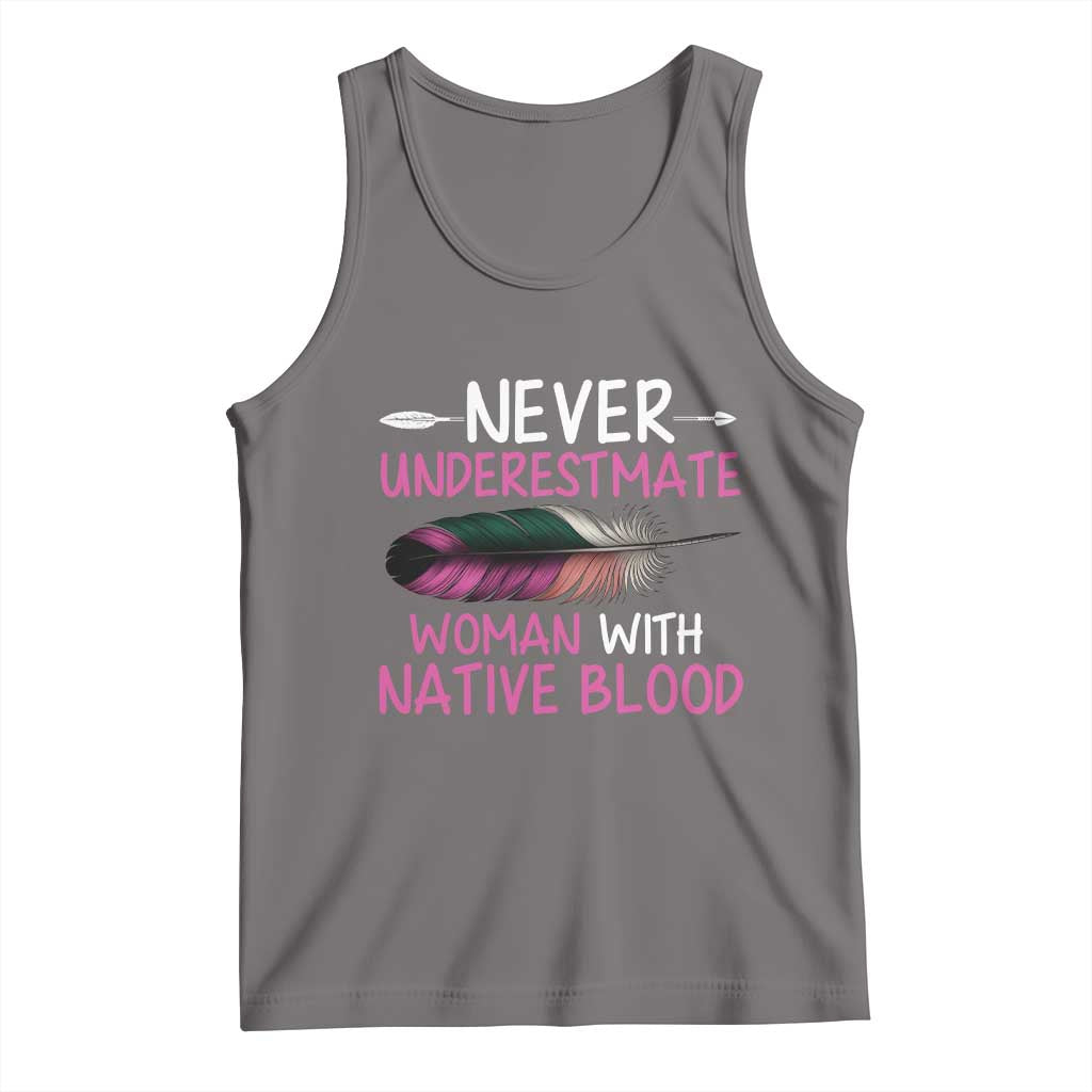 Native American Women Tank Top Never Underestimate A Woman With Native Blood TS14 Deep Heather Print Your Wear