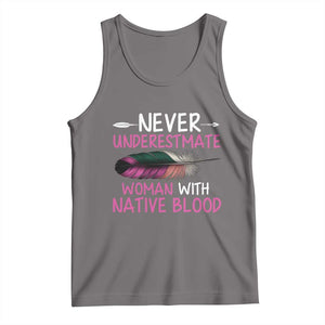 Native American Women Tank Top Never Underestimate A Woman With Native Blood TS14 Deep Heather Print Your Wear