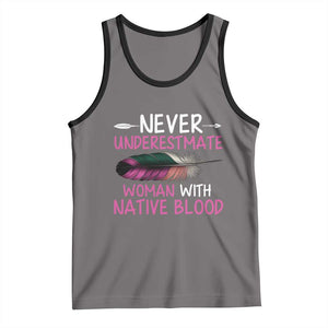 Native American Women Tank Top Never Underestimate A Woman With Native Blood TS14 Deep Heather Black Print Your Wear